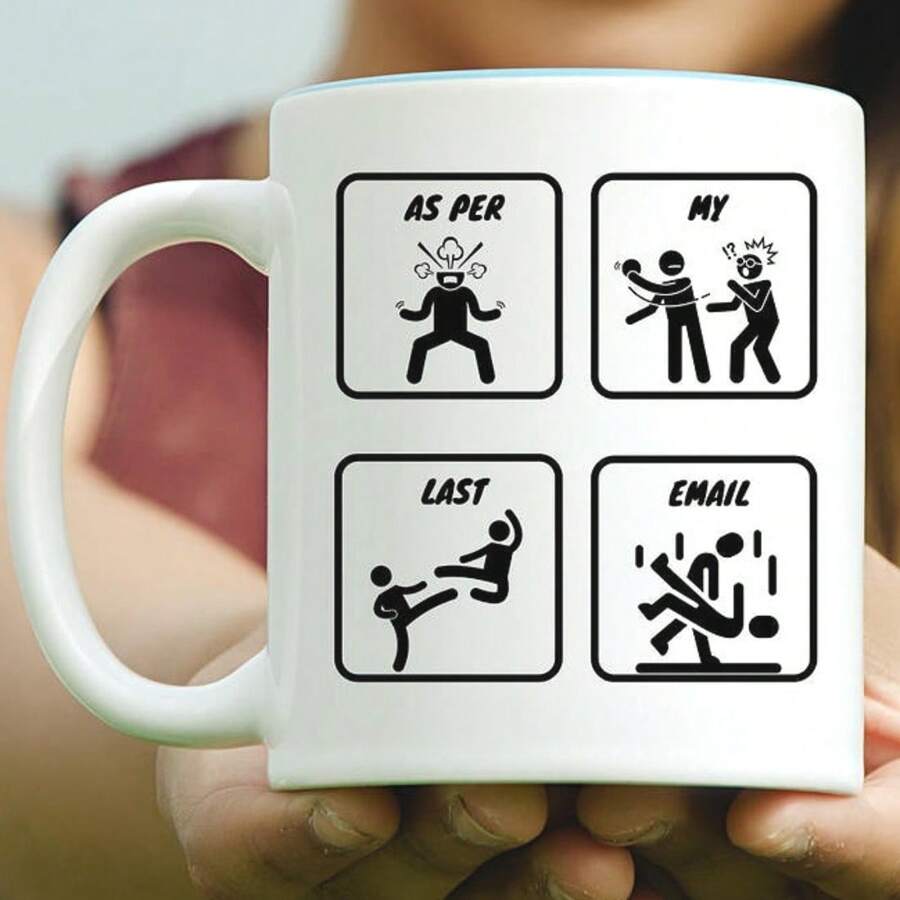 Funny Work Mug Gift, Sarcastic Work Mug, Coworker Coffee Cup, Office Humor Mug, Per My Last Email Corporate Email Gift Work Life Humor, 11 Oz - White - View 1