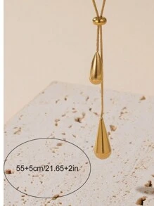 1 Set Stainless Steel 18K Plated Smooth Water Drop Pendant Jewelry Set, Fashion & Versatile, Suitable For Party, Date, Work, Holidays