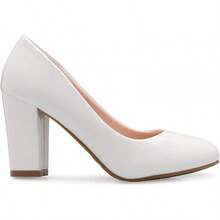Tacones de plataforma de punta redonda clásicos para mujer con tacón alto en bloque - Adorable,-2025 - Patente blanca - Ver 5