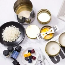 Gold Jar Essential Oil Scented Candle Handmade DIY Accessories - For Adults, Teens, Beginners Candle Making Set - Includes Soy Wax, Stirring Spoon, Wax Pouring Cup, Wax Storage Tank, Essential Oil, Candle Wick, Cotton Core Holder - Complete Candle Making Set For DIY Beginners - Art Handmade Set - Perfect For Easter, Thanksgiving, Valentine's Day, Father's Day, Mother's Day Gifts - 彩色 - 查看 6