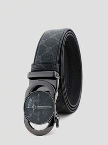 1 件男士复古休闲皮带，经典图案皮带，适合中年男士，日常装扮和派对 - 彩色 - 查看 1