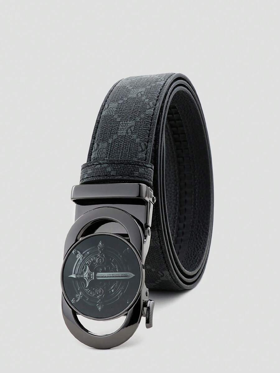 1 件男士复古休闲皮带，经典图案皮带，适合中年男士，日常装扮和派对 - 彩色 - 查看 1