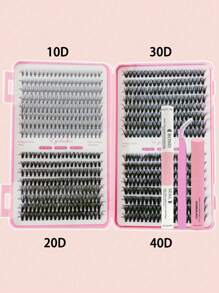 640/590/800 pièces Kit d'extensions de cils, colle double tête et scellant, pinces confortables, set de cils D Curl 8-16mm - sans parfum, kit de cils pour fêtes et maquillage de Noël