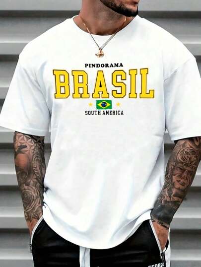Camiseta Streetwear Masculina 100% Algodão Estampada Brasil Camisa Unissex Premium