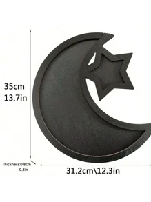 1 件新月形和星形甜点托盘，适用于早餐、晚餐、甜品派对、甜点展示盘厨房配件厨房装饰餐桌托盘水果托盘托盘装饰 - 黑色 - 查看 2