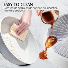 SENSARTE Nonstick Deep Frying Pan Skillet, 10/11/12-Inch Saute Pan With Lid, Stay-Cool Handle, Chef Pan Healthy Stone Cookware Cooking Pan, Induction Compatible, PFOA Free (10-Inch) - White Ceramic - View 5