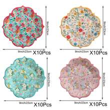 40 Stücke 4 Arten 9 Inch Lunch Dusty Blumen Pappteller, elegante Einweg-Blumenteller für Teegesellschaft, Hochzeit, Bridal-Shower, Geburtstag und Frühlingsgartenparty Dekoration (bedient 40)