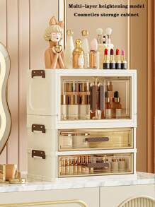 Dust-Proof High-End Drawer Organizer, Storage Racks For Cosmetics And Skincare Products, Makeup Vanity Table - Multi-Layer Drawers Dual Cabinet Storage Rack