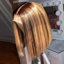 Highlight Ombre Bob Wig Human Hair 4/27 Highlight Honey Blonde Lace Front Bob Wigs Human Hair 200% Density Wigs Human Hair Pre Plucked 13x4 HD Lace Front Wigs Human Hair For Women 8-16 Inches - S4/27 - 查看 9