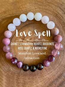 1pc Fashionable & Sweet Natural Stone Crystal Metallic Pink Color Geometric Beaded Bracelet For Women, Bringing Health, Luck, Healing Emotions For Daily, Party, Gathering