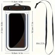 夜光防水手机袋，适合游泳和潜水 - 一款通用密封干袋，适用于手机，配有挂绳和防水塑料外壳，常用于户外冲浪、游泳、潜水和皮划艇运动。