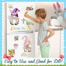 Easter Fridge Magnets Cute Bunny Gnome Carrot Truck Refrigerator Magnets Decorative Magnetic Stickers - Pink - View 2