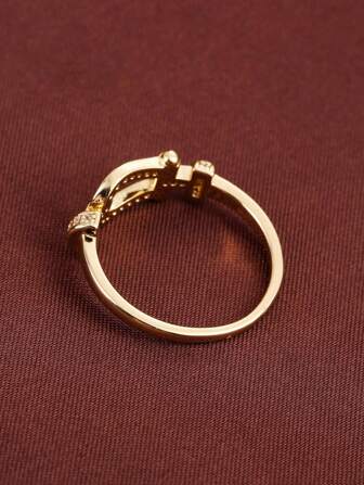 1pc Geometry Decorated With Artificial Zirconia Stone Girls Ring