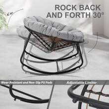 Outdoor Rocking Chair, Indoor & Outdoor Comfy Oversized Papasan Chair With Padded Cushion, Oversized Metal Frame Egg Chair For Living Room, Patio, Front Porch, Backyard - Beige - View 10