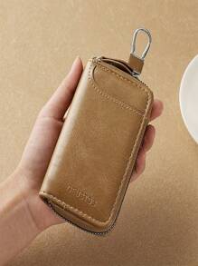 2025 Shopping Festival Promotion, Minimalist High-End Leather Key Pouch For Men, Large Capacity Waist Hanging Real Soft Leather Multi-Function Zipper Key Holder Card Case 2-In-1 - Multicolor - View 8