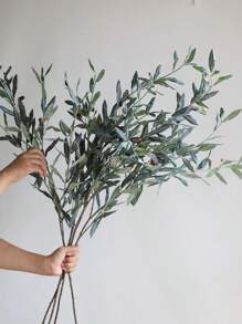 1/2pcs Artificial Gray-Green Olive Leaf Branch 40.5" Faux Spring Flower Artificial Wedding Greenery Fake Plant Home/Kitchen Decoration DIY Florals Centerpieces Arrangement Gift