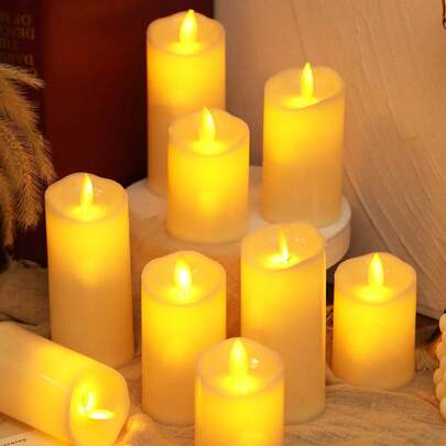 1pc Realistic Flickering LED Battery Operated Candle Light, Suitable For Wedding Decor, Engagement Decor, Proposal Decor, Holiday & Anniversary Celebration, Flameless Battery Powered Candle, Home Decor Candle, Wedding Candle, Wishing Candle