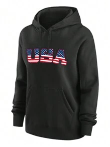 可定制姓名和号码男士休闲美国黑色连帽运动衫刺绣户外运动连帽衫运动上衣定制 S-XXL