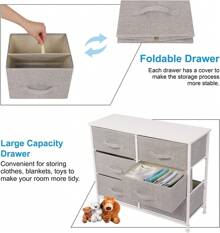 Chest Of Drawers, 6 Fabric Drawers Storage Unit With Wooden Top And Metal Frame, Cloth Storage Organizer For Bedroom Living Room Closet Hallway - Grey - View 5