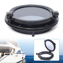 Quiltern Round Porthole (8 Inch), Yacht Marine RV Porthole Skylight Glass Window Decorative Window Watertight Window - Black - View 3