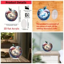 1 pieza Adorno decorativo de sobremesa en forma de manzana 2D - Patrones de flores en manzana, caballo en manzana, para sala de estar, comedor, dormitorio, oficina en casa. Regalo perfecto para fiestas, festivales, graduación, cumpleaños y Navidad para amigos y familia. - Multicolor - Ver 6