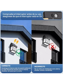 Paquete de 2 luces de pared solares impermeables para jardín - Negro - Ver 8
