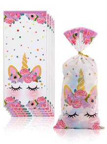50pcs Unicorn Party Candy Bag Decorations, Unicorn Gift Wrap Clear Gift Bags Party Favor Bags For Bakery, Birthday, Wedding, Shower Party Decoration - Multicolor - View 1