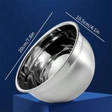 Han Xiao 1 件不锈钢搅拌碗，多功能搅拌碗，用于烹饪、烘焙、准备和上菜，大号多功能，带测量标记的奶油容器，蛋糕搅拌碗