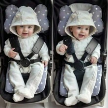 婴儿推车座椅衬垫 婴儿车坐垫 柔软透气 两面通用 适用于高脚椅 灰色