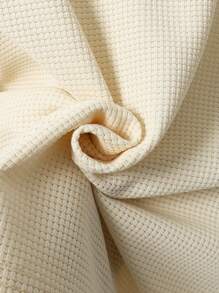 2pcs Young Boy Summer Outfit: Beige Waffle Top + Shorts Set - Apricot - View 6