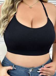 Women's Seamless Black Lingerie Comfortable Soft High Elastic Strap Non-Underwired Back Sexy Design Bra