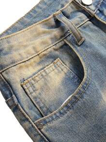 1pc Men's Regular Fit Casual Comfortable Breathable Solid Blue Denim Pants, Pocket Design, Suitable For Outdoor, Cycling, Sports - Blue - View 4