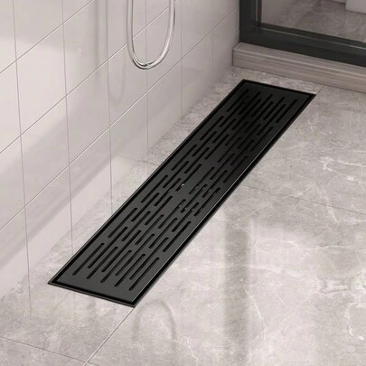 1个黑色地漏，加厚型浴室/酒店淋浴地漏，房间工程矩形线性地漏，大排水除臭地漏浴室配件浴室工具