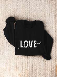 Love Better Sweatshirt, Valentine's Day Sweatshirt, Cute Couple Gift Sweatshirt, Lover Sweatshirt, Love Vibes Sweatshirt FZ-138SW - 黑色 - 查看 1