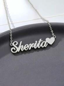 18 Karat vergoldete, personalisierte Namen- und Liebes-Anhänger-Halskette aus Edelstahl als Geschenkschmuck für Mädchen, mit Buchstaben, Gravur, Ornamentierung, exquisit, stylisch, modern, individuell, personalisiert, einzigartig, Babygeschenke, ideale Geschenke für ihn, ideale Geschenke für sie, Sohn, Tochter