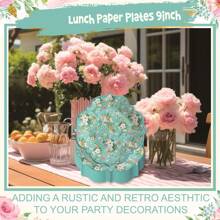 40 Stücke 4 Arten 9 Inch Lunch Dusty Blumen Pappteller, elegante Einweg-Blumenteller für Teegesellschaft, Hochzeit, Bridal-Shower, Geburtstag und Frühlingsgartenparty Dekoration (bedient 40)