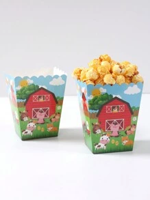 10 件红色农场动物风格食品盒、炸薯条盒、爆米花杯、爆米花桶零食盒容器，适用于生日派对装饰和家庭电影之夜，红色农场动物主题婴儿淋浴派对装饰一次性餐具装饰，厨房食品托盘蛋糕托盘，适用于面包店面包盒、汉堡餐厅 - 農場動物 - 查看 7