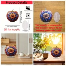 1 pieza Adorno decorativo de sobremesa en forma de manzana 2D - Patrones de flores en manzana, caballo en manzana, para sala de estar, comedor, dormitorio, oficina en casa. Regalo perfecto para fiestas, festivales, graduación, cumpleaños y Navidad para amigos y familia. - Multicolor - Ver 7