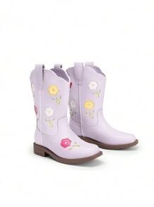 Girls Cowgirl Boots Kids Mid Calf Western Boots Riding Shoes For Toddler/Little Kid/Big Kid - 紫色 - 查看 5