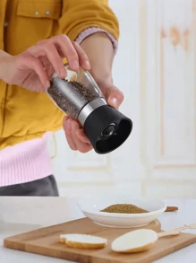1 pieza Molinillo de pimienta manual de vidrio duradero - Salero y especiero transparente, accionado manualmente para pimienta negra, sal marina - Accesorio de cocina ideal para entusiastas de la cocina