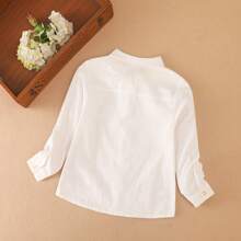 Camisa blanca con camiseta interior para niño, de estilo minimalista y casual para uso diario - Blanco - Ver 2