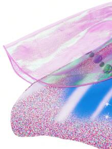 3-Piece Young Girl Mermaid Tail Bikini Set With Mesh, Swimwear Costume