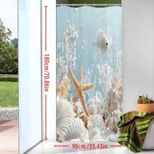 Starfish Art Pattern Shower Curtain With 12 Hooks - Machine Washable, Suitable For Home, Hotel Or Washable Bathroom, Non-Sheer, Bathroom Decor, Autumn Decor, Bathroom Accessories, Back To School - Multicolor - View 7
