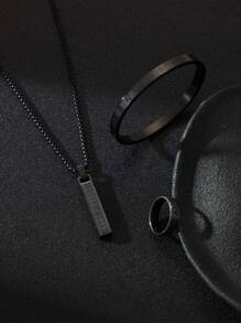 3 件套不锈钢手链、戒指和项链，带罗马数字，适合男士日常使用、圣诞节、新年、情人节节日礼物