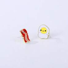 Egg And Bacon Earrings Enamel Daily Jewelry Ear Stud Gift For Friends Fashion Refinement - Multicolor - View 6