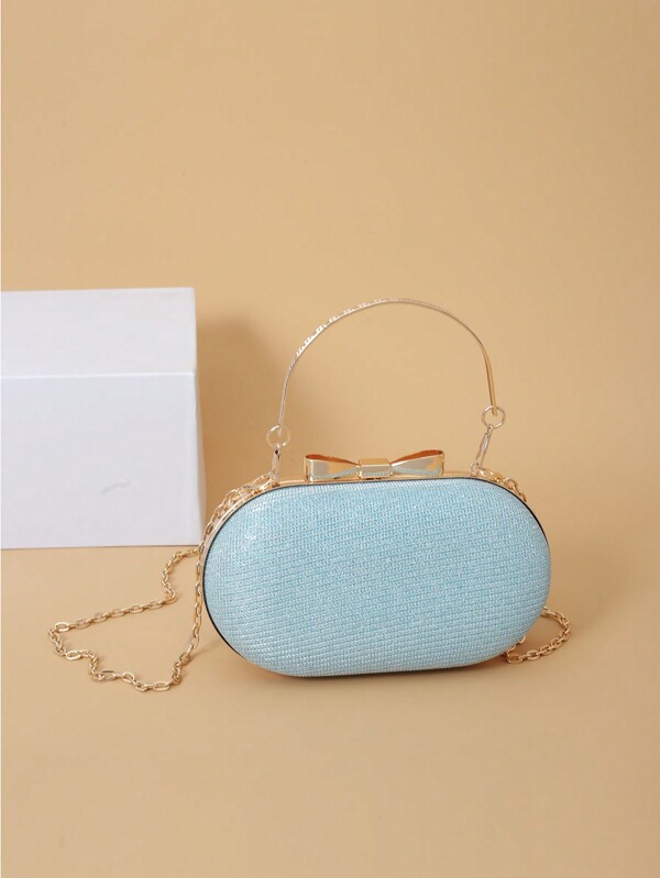 Fashion Mini Glamorous Metal Chain Glitter/Bling Portable Gold Women Evening Bags ExquisiteFor Wedding Oblique Span Handbag