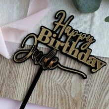 1 件个性化双层亚克力蛋糕装饰，定制名字镜面金色生日蛋糕装饰，祝您生日快乐，派对甜品桌装饰，生日独特烘焙配件礼物，多功能，防霉，装饰性，精致，时尚，可爱，现代，定制，独特，个性化，厨房，餐厅，卧室，办公室，客厅，家庭，花园，茶室，生日，乔迁，毕业典礼，早午餐，温馨氛围，家居生活，定制蛋糕装饰 - 彩色 - 查看 2