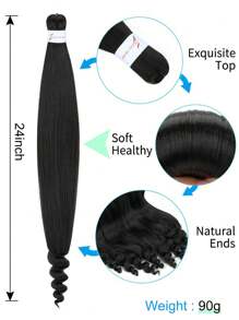 Extensiones de cabello preestirado con puntas rizadas para trenzar fácilmente, de estilo ombré de negro natural a marrón, de 24 pulgadas con 3 tonos, de fibra sintética yaki, adecuado para trenzas y rulos, paquetes de cabello ombré marrón para mujeres y hombres - Multicolor - Ver 3