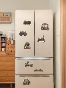 1pc Antique Bronze World Travel Landmark Magnetic Refrigerator Sticker, Magnetic Fridge Sticker With Landmark Building, Creative Architecture Logo Magnet - Multicolor - View 7