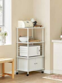 SoBuy FRG12-W, Kitchen Microwave Shelf, Kitchen Storage Cabinet Shelf, Kitchen Serving Trolley, 60x40x115cm - White - View 3